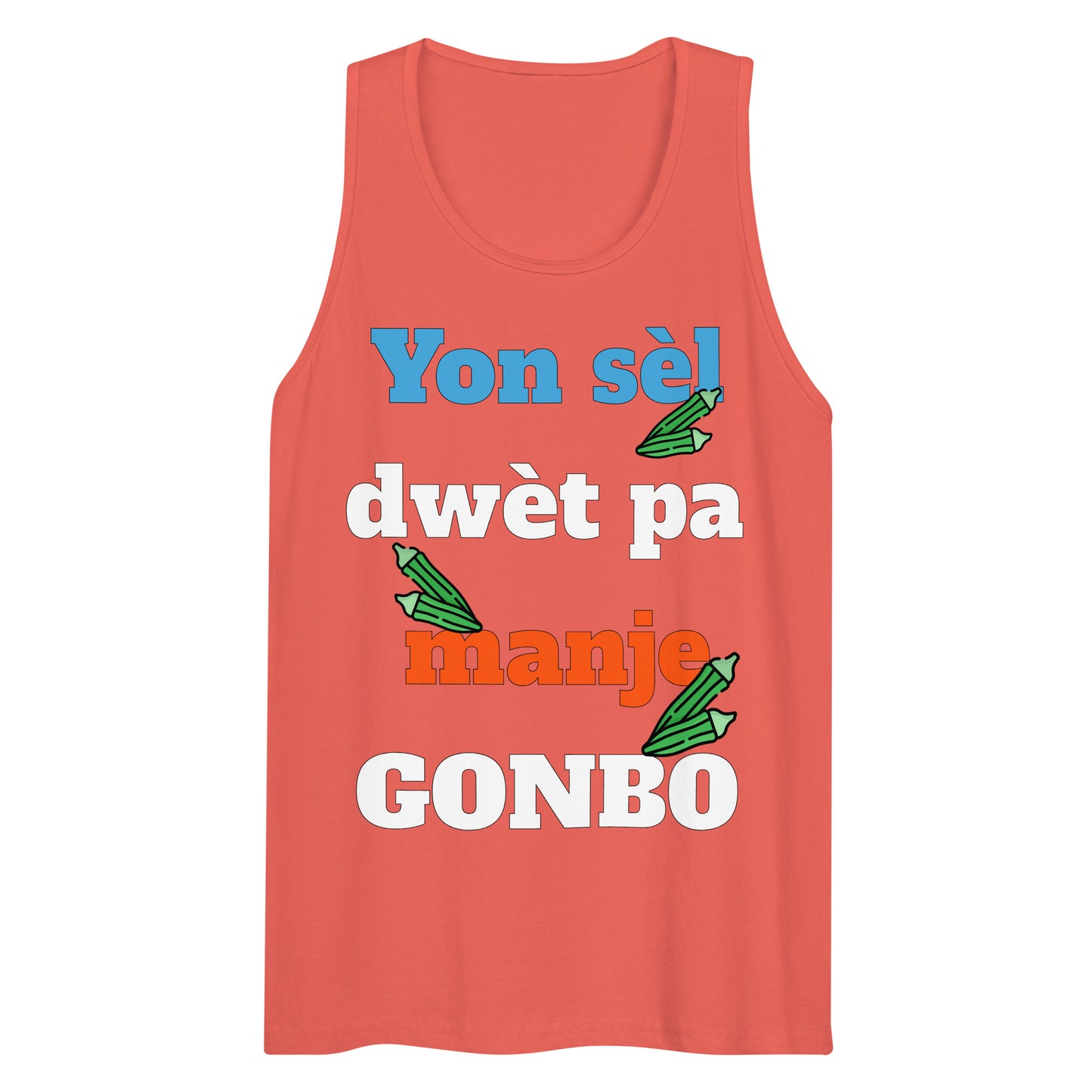 Yon sèl dwèt pa manje gonbo Men’s premium tank top