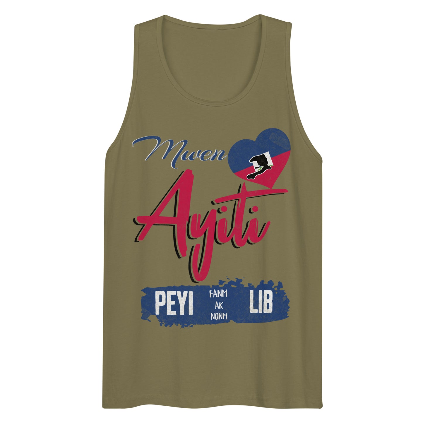 Mwen renmen Ayiti Men’s premium tank top