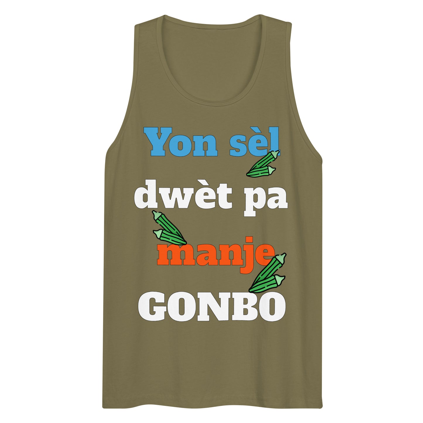 Yon sèl dwèt pa manje gonbo Men’s premium tank top