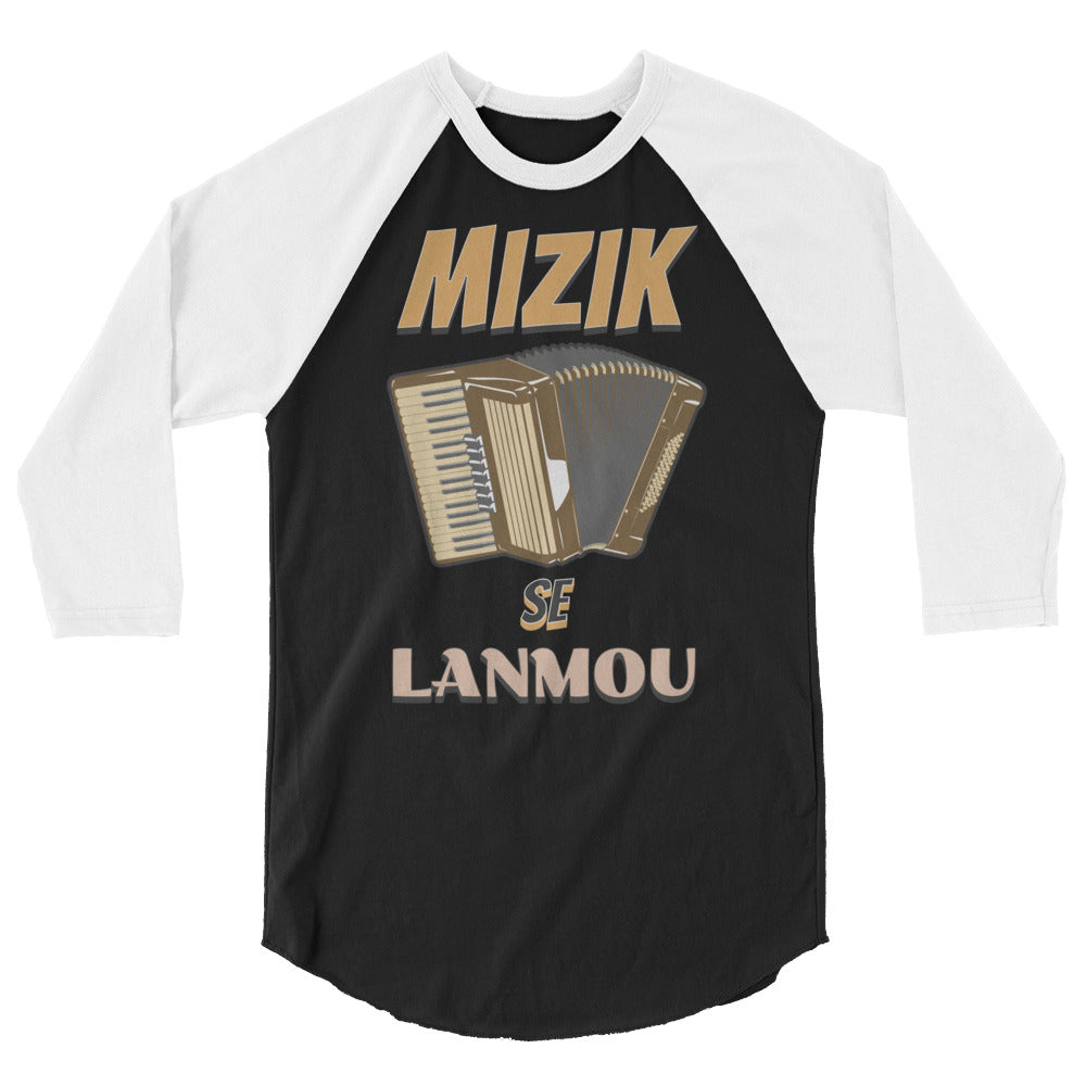 Mizik se Lanmou 3/4 sleeve raglan shirt