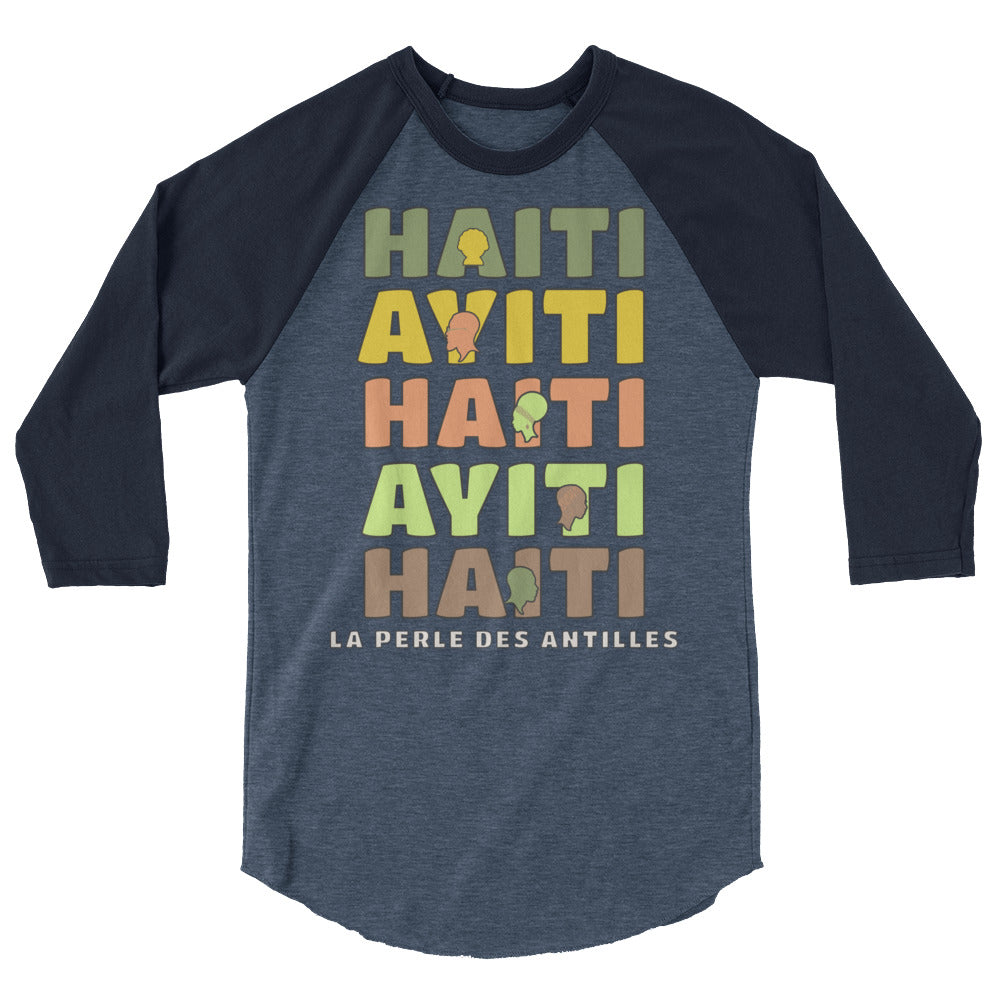 Ayiti_Haiti 3/4 sleeve raglan shirt