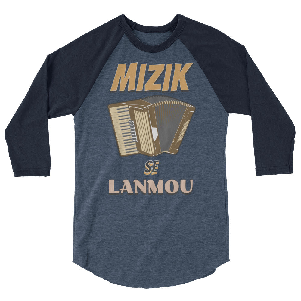 Mizik se Lanmou 3/4 sleeve raglan shirt