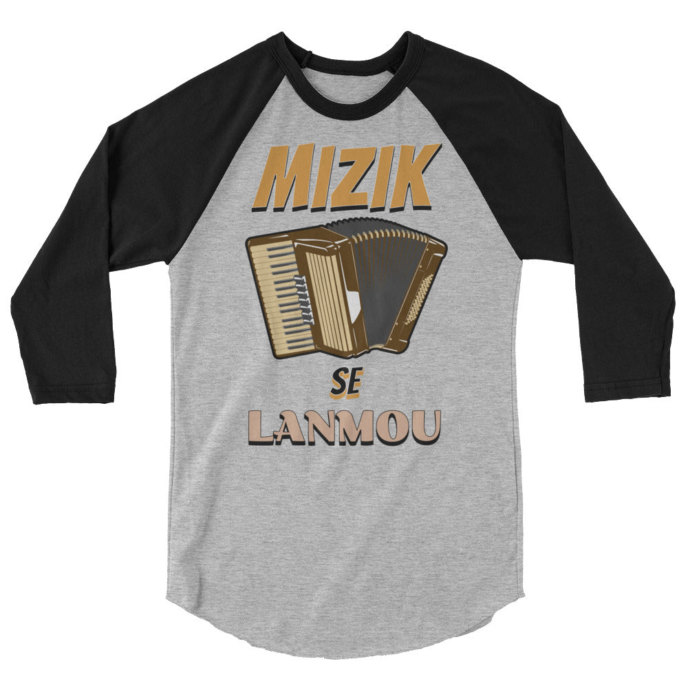 Mizik se Lanmou 3/4 sleeve raglan shirt