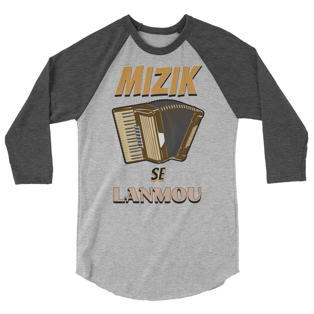 Mizik se Lanmou 3/4 sleeve raglan shirt