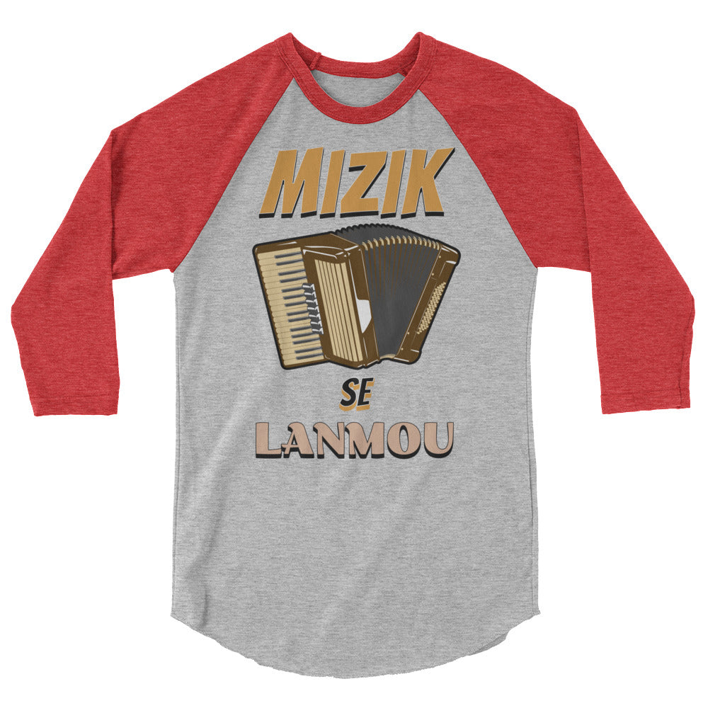 Mizik se Lanmou 3/4 sleeve raglan shirt