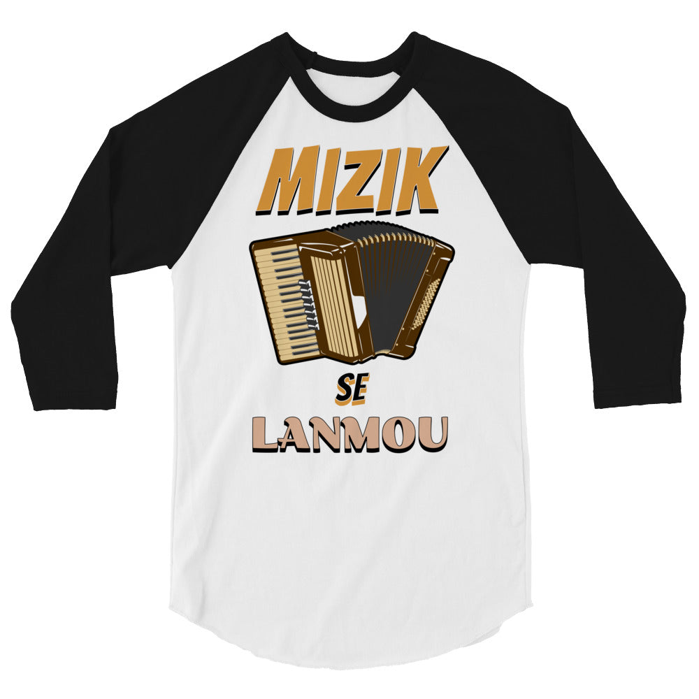 Mizik se Lanmou 3/4 sleeve raglan shirt