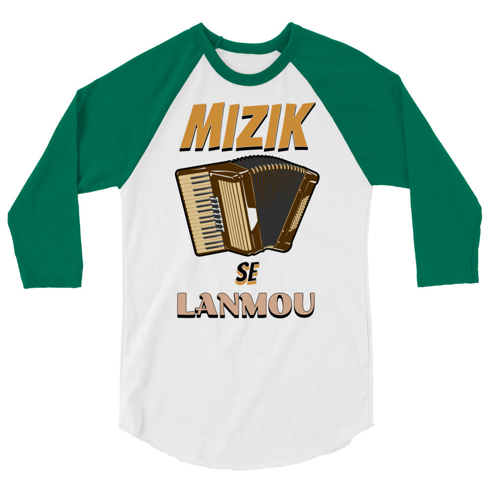 Mizik se Lanmou 3/4 sleeve raglan shirt