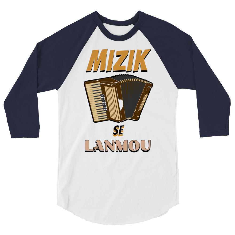 Mizik se Lanmou 3/4 sleeve raglan shirt