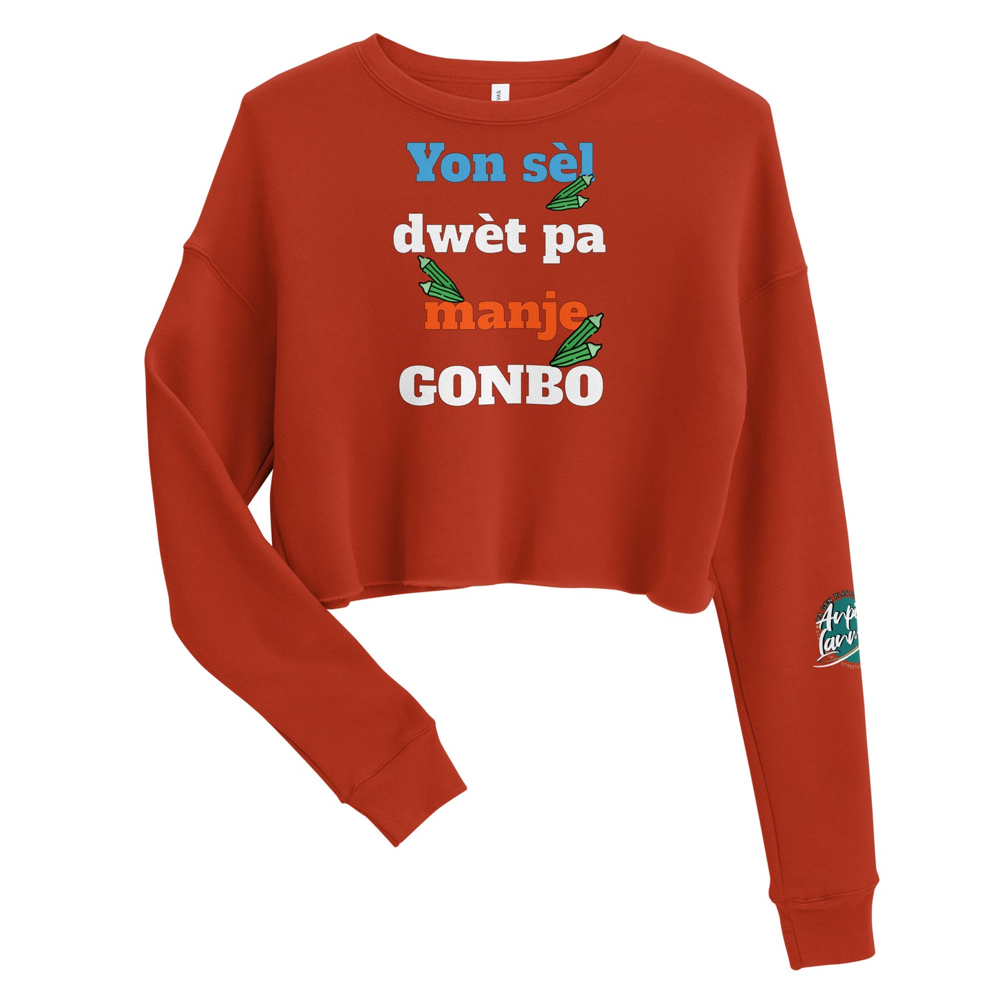 Yon sèl dwèt pa manje gonbo Crop Sweatshirt